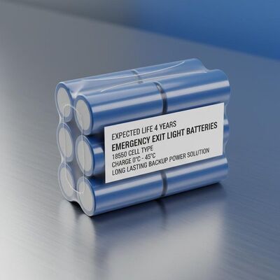 Durée de vie attendue 4 ans Lumière de sortie d'urgence Batteries 18650 Type de cellule Charge 0C 45C Solution d'alimentation de secours durable
