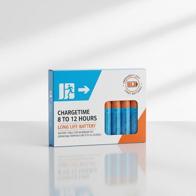 Durée de charge de 8 à 12 heures Lumière de sortie d'urgence Batteries longue durée de vie Batterie avec cycle de vie de la batterie Maximum 500 et température de fonctionnement de 0 à 45 degrés Celsius