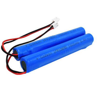 Paquet personnalisable de batterie de la batterie au lithium de lumière de secours LiFePO4 18650 1600mAh 6.4Volt