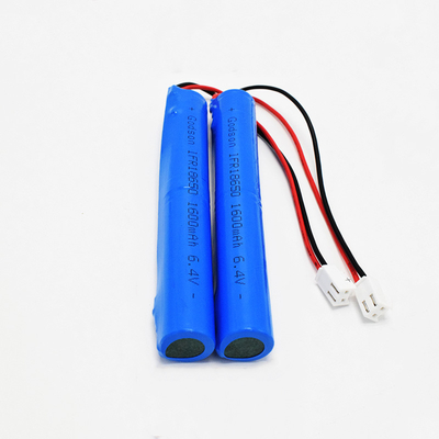 Paquet personnalisable de batterie de la batterie au lithium de lumière de secours LiFePO4 18650 1600mAh 6.4Volt