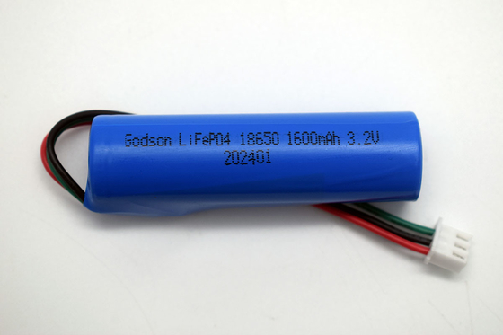 LiFePO4 18650 Lumière d'urgence Batterie au lithium 1600mAh 3.2V Type de bâton avec connecteur NTC JST-XH-3P UL1007